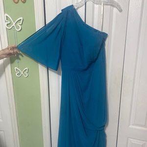 Foam blue formal one shoulder dress